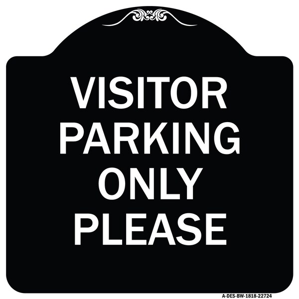 Visitor Parking Visitor Parking Please Heavy-Gauge Aluminum Sign, 18" x 18", BW-1818-22724